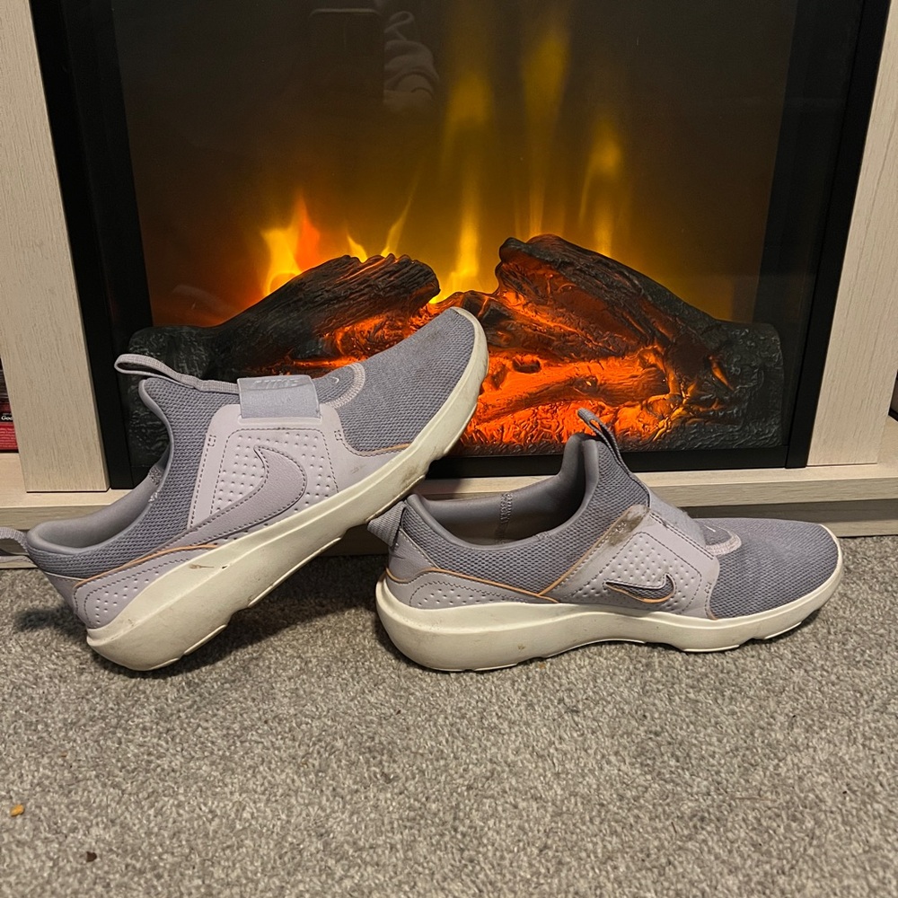 Nike Light Gray and Cream Slip-On Shoes